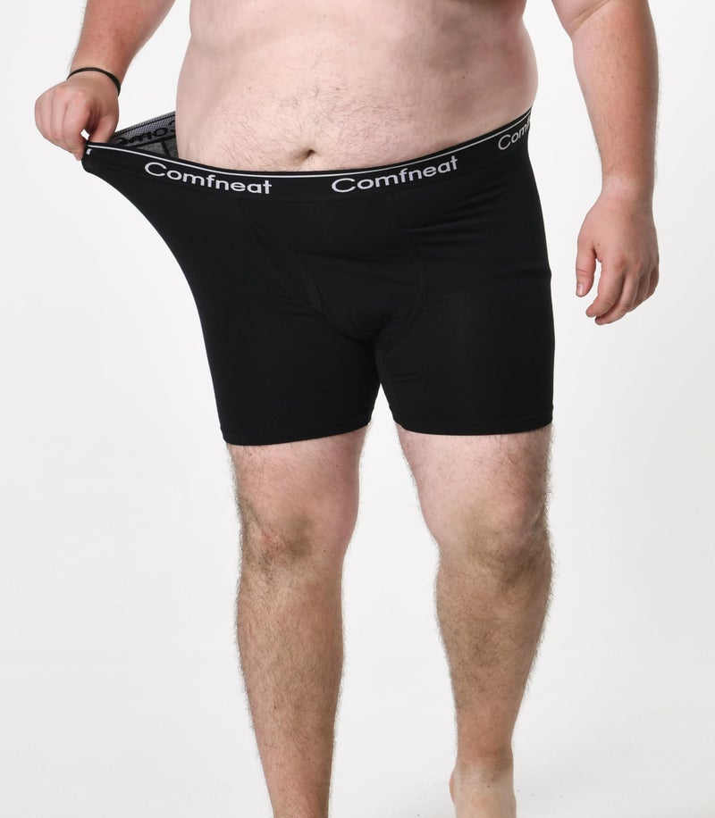 Comfneat Men's 5-Pack Big & Tall 3XL-7XL Boxer Briefs Cotton Spandex Underwear with Fly (Black Pack-5, 3XL) - Image 5
